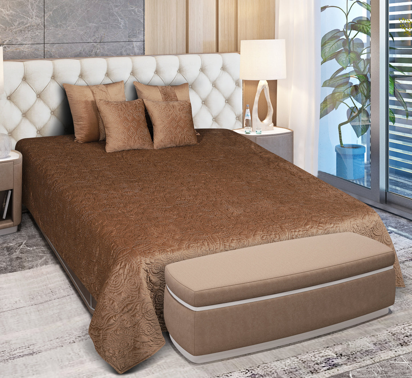 Cotton Velvet Bedspread. Set of 5;