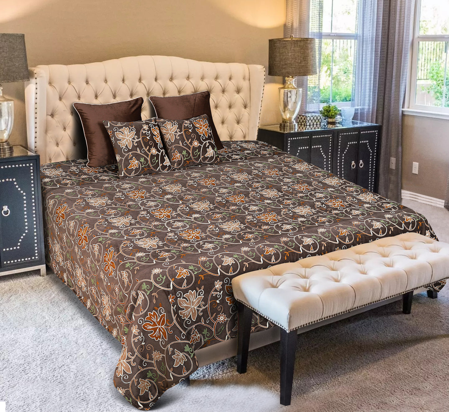 Cotton Velvet Bedspread. Set of 5