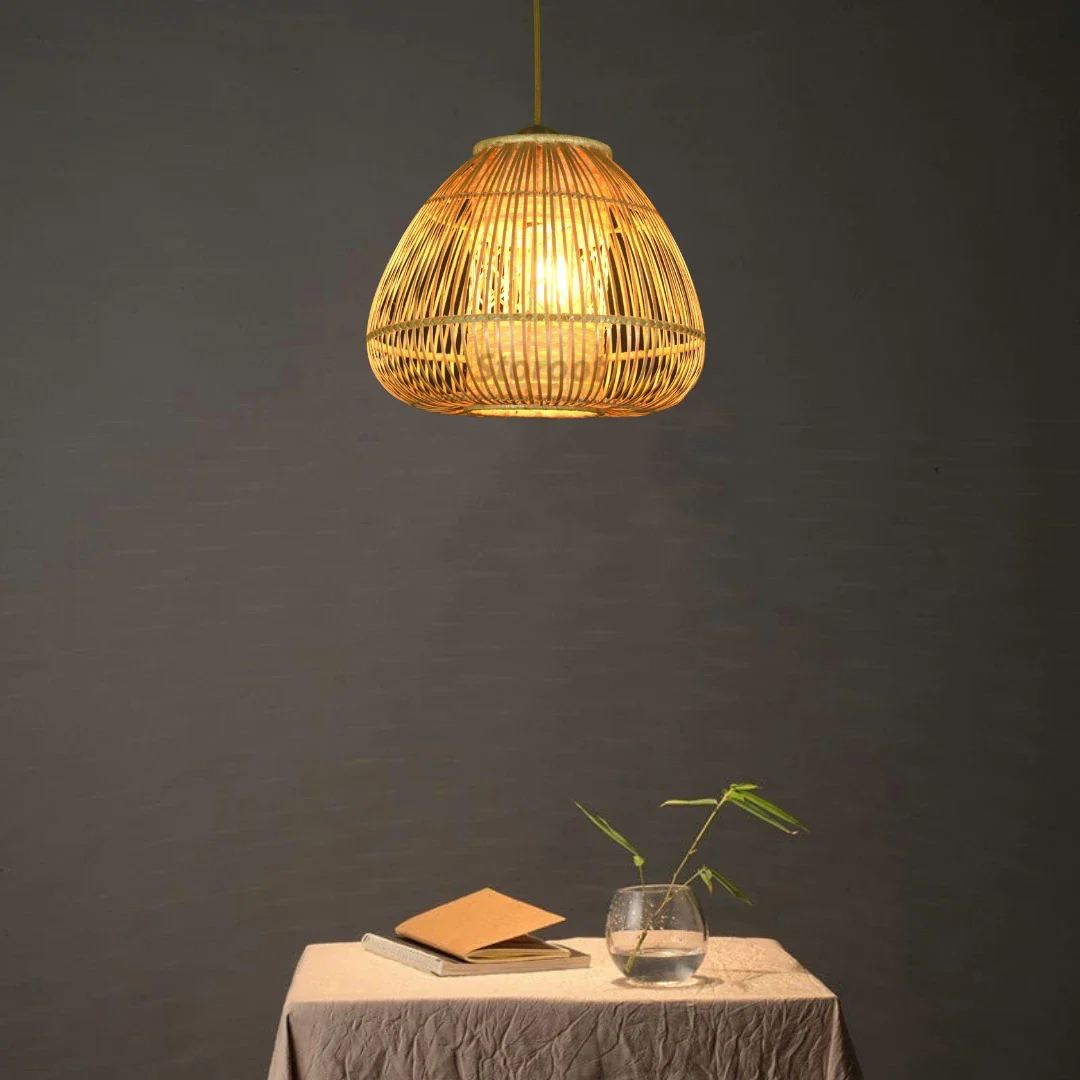 Mushroom Bamboo Pendant Light - Handcrafted Hanging Light