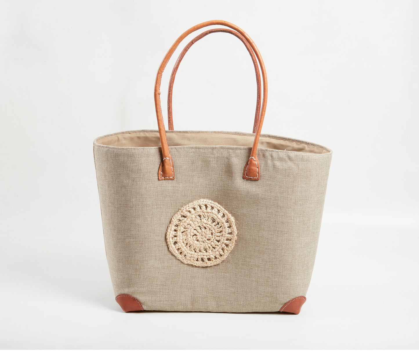 Beige crochet handbag