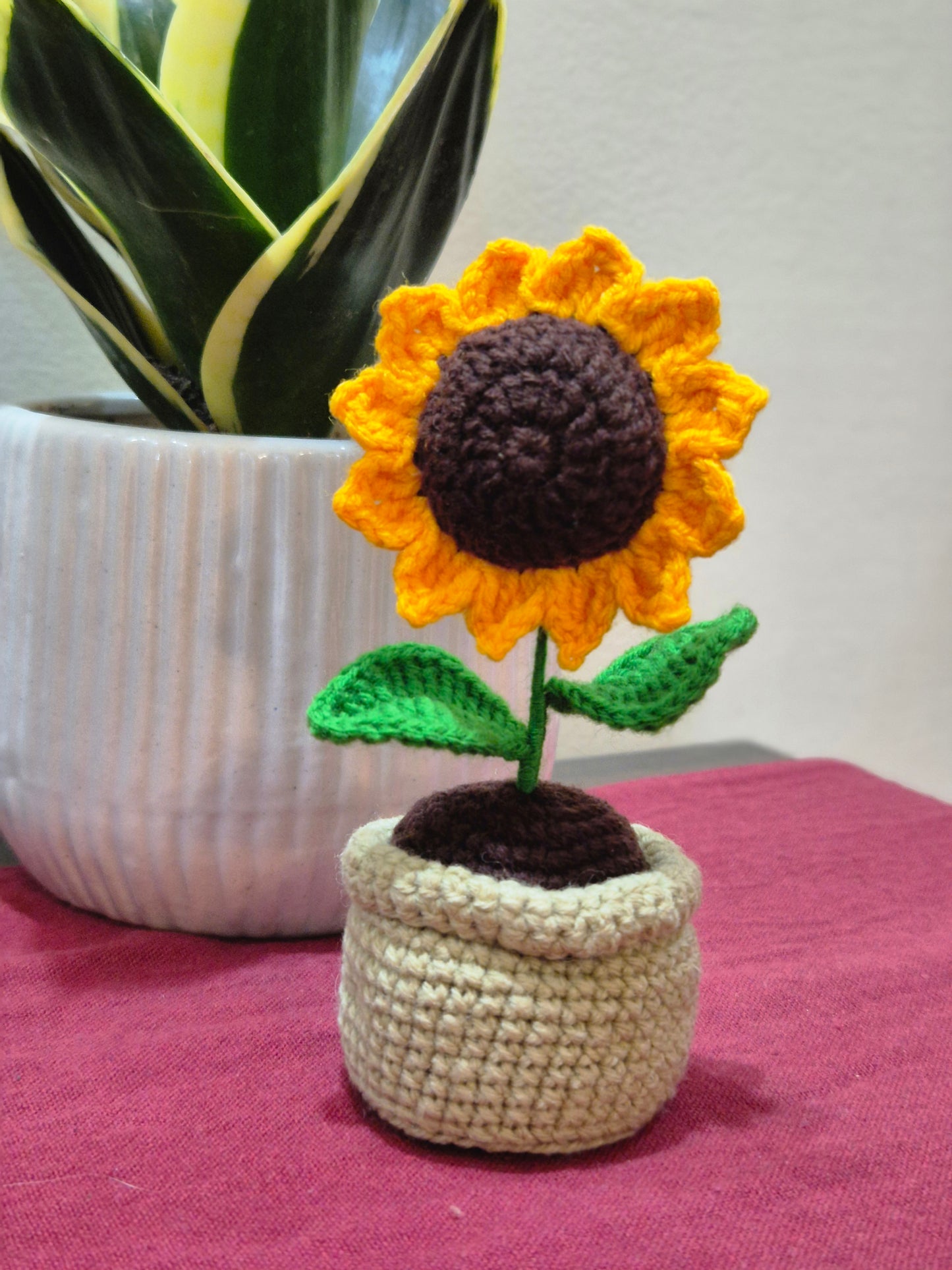 Crochet Sunflower pot