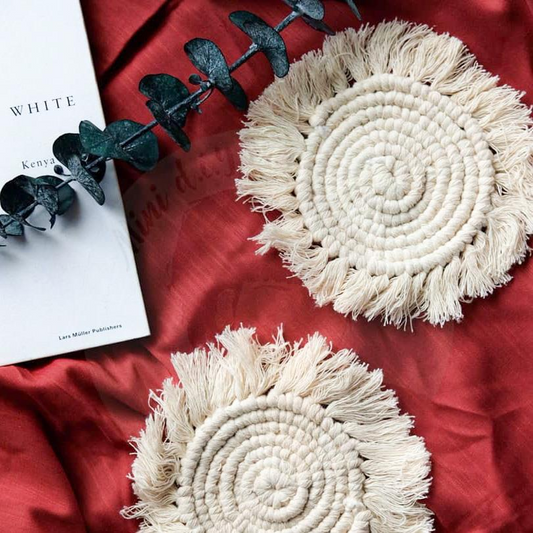 Boho-Inspired Macramé Coasters (Set of Two)