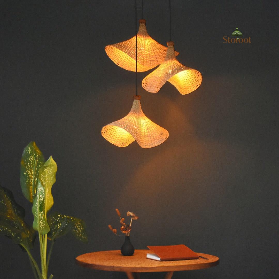 Onda Handmade Bamboo Pendant Lampshade Cluster of 3