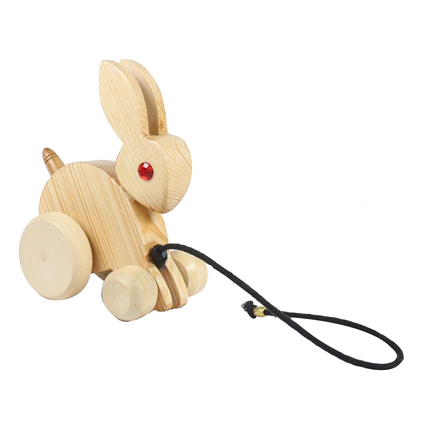 Pull Along Toy Wooden Bunny for 12 Months & Above Kids, Toddlers, Infant & Preschool Toys- Natural Wood Color- Pack of 1 - with Attached String- Encourage Walking & Gross Motor Skills