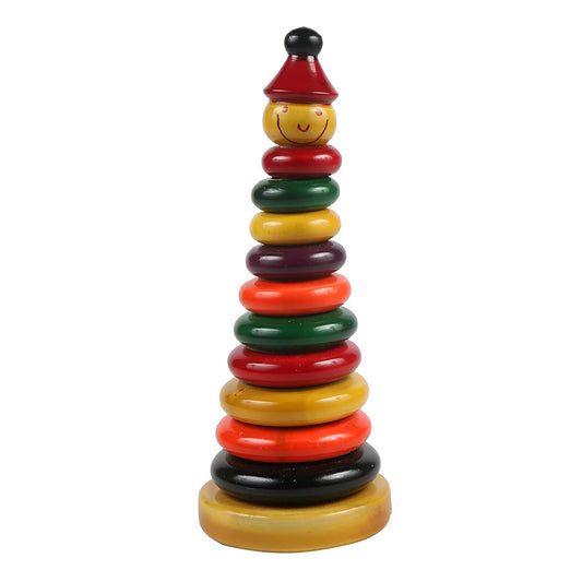 Wooden Stacking Rings Game Toy for Kids - Develop Hand-Eye Coordination & Fine Motor Skills (1 Year+) - 10 Rings, Multicolour (1 pieces)